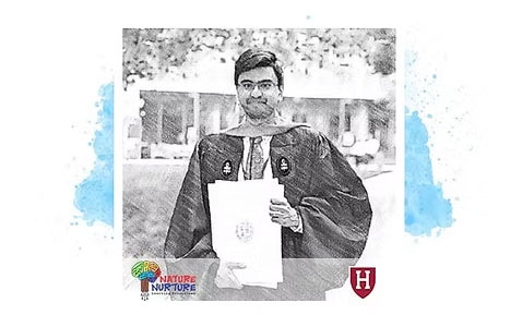 Akshal Agarwal, co-founder of Nature Nurture, at his Harvard graduation, a journey that inspired the creation of experiential