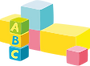 Stacked colorful blocks with letters A, B, and C, representing early childhood learning and education by NatureNurture