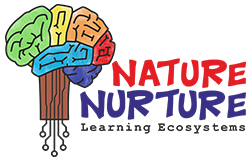 The Nature Nurture Learning Ecosystems logo, a stylized brain with a tree trunk, representing their mission to provide hands-